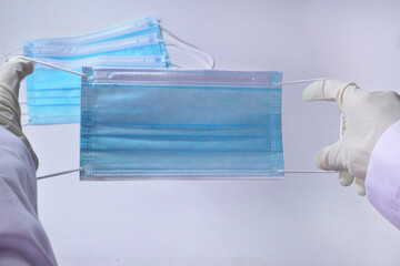Holding mask with gloves frontal