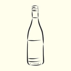Sketch wine bottle . wine bottle, vector sketch illustration