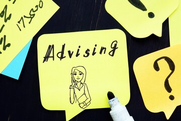 Business concept about Advising with inscription on the page.