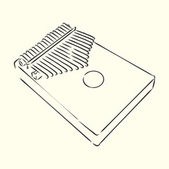 Thump piano or kalimba Mbira or thumb piano isolated on white vector cartoon icon illustration. African musical instrument. Kalimba vector sketch illustration