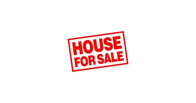 house for sale text, word, letter, stamp, sign, seal footage video animation