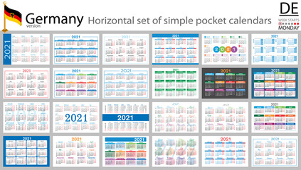 German horizontal pocket calendar for 2021