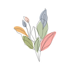 Leaves icon Line art. Minimal flora design with abstract shape background  for cover, prints, fabric and wallpaper. Vector illustration