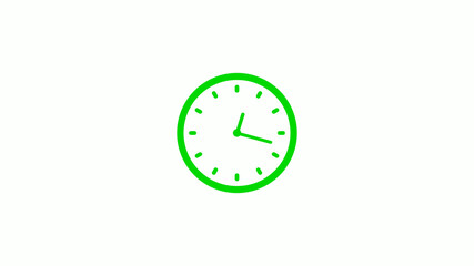 New green clock icon,Counting down clock isolated on white background