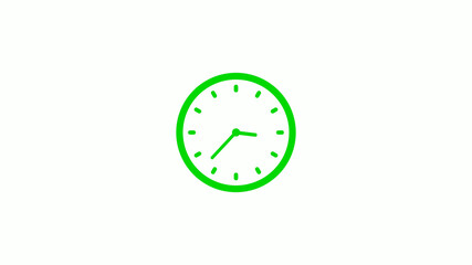 New green clock icon,Counting down clock isolated on white background