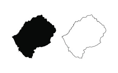 Lesotho map silhouette line country Africa map illustration vector outline African isolated on white background