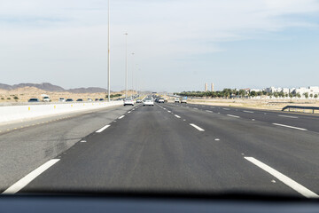 Fototapeta premium highways and dried mountains in the backgrounds 