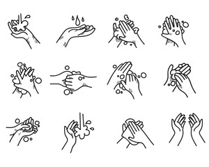 the process of washing hands properly vector illustration of a hand drawing style