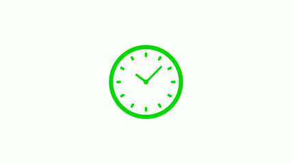 New green clock icon,Counting down clock isolated on white background