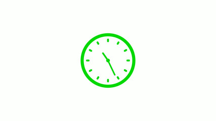 New green clock icon,Counting down clock isolated on white background