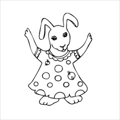 black and white image of a bunny. vector logo