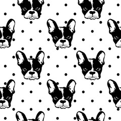 French buldog pattern on dotted background. Perfect for textile