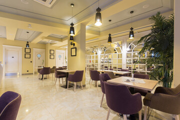 Empty new hotel restaurant interior