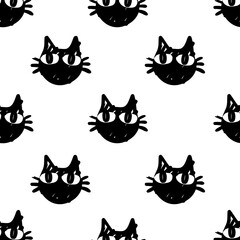 cat vector seamless Pattern isolated on white background