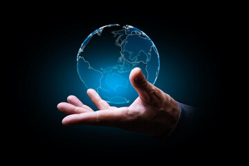 mano, mondo, pianeta, tecnologia