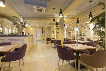 Empty new hotel restaurant interior