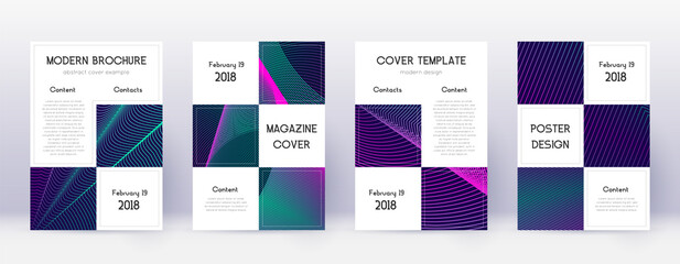 Business brochure design template set. Neon abstra