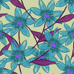 Seamless floral pattern. Floral print for printing on fabric, wallpaper, paper, packaging, notebooks, notebooks, postcards and other surfaces.