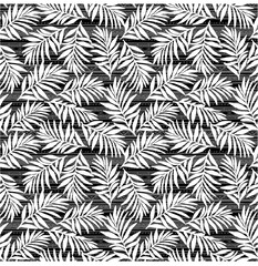 Vector jungle  white  leaves pattern on geometric background.