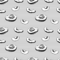 Vector black and white avocado seamless pattern, striped background template, gray color, abstract graphic backdrop.