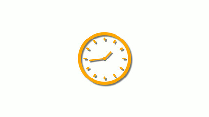 Orange color 3d clock isolated on white background,3d clock icon
