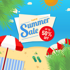 Summer Sale Banner Vector illustration. Discount template design for business.