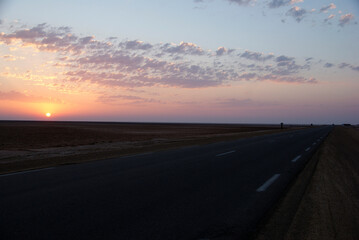 Sunrise in Sahara desert Tunisia