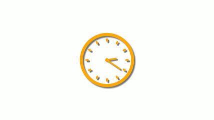 Orange color 3d clock isolated on white background,3d clock icon