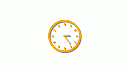 Orange color 3d clock isolated on white background,3d clock icon