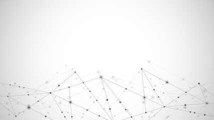 Abstract polygonal background with connecting dots and lines. Global network connection, digital technology and communication concept.