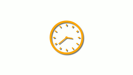 Orange color 3d clock isolated on white background,3d clock icon