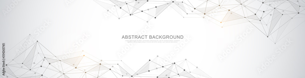 Fototapete website header or banner design with abstract geometric background and connecting dots and lines. gl