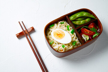 Fototapeta na wymiar Japanese lunch bento box. Take away concept