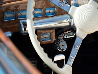 Fuel gauge and dashboard detail on a 1948 Delahaye 175
