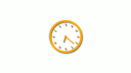 Orange color 3d clock icon,orange counting down 3d clock icon on white background