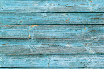 Horizontal blue boards with old blue paint. Wood vintage texture.