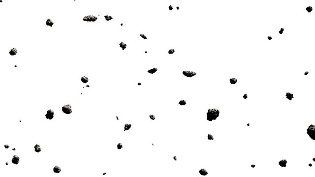 group of asteroids isolated on white background