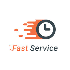Fast service motion clock logo, fast delivery, express service concept. Stock vector illustration isolated on white background.