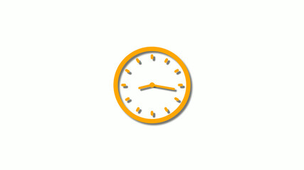 Orange color 3d clock icon,orange counting down 3d clock icon on white background