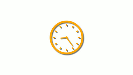 Orange color 3d clock icon,orange counting down 3d clock icon on white background