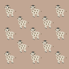 Cute animal character. Smiling cow illustration isolated on pastel background.