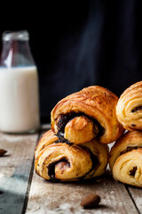 Homemade chocolate croissant