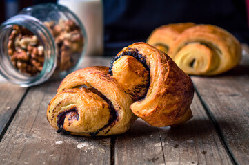 Homemade chocolate croissant