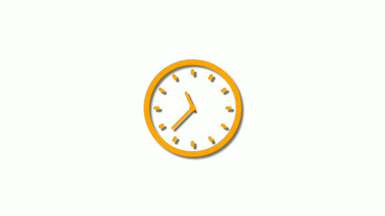 Orange color 3d clock isolated on white background,3d clock icon