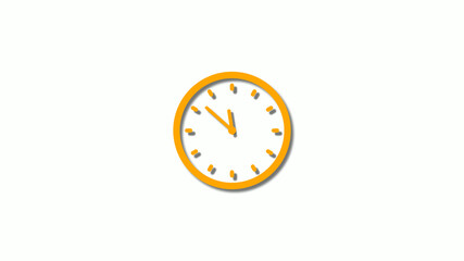 Orange color 3d clock isolated on white background,3d clock icon