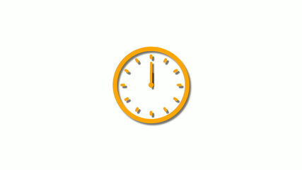 Orange color 3d clock isolated on white background,3d clock icon