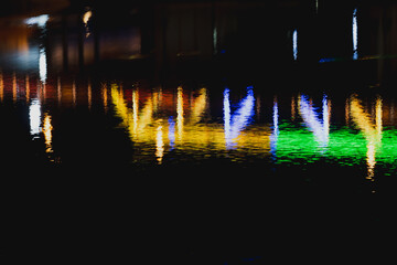 Abstract background of night city. Light Reflection 