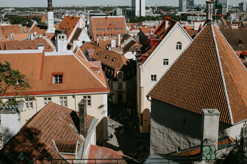 Fototapeta na wymiar Old center of Tallinn city - view from roof
