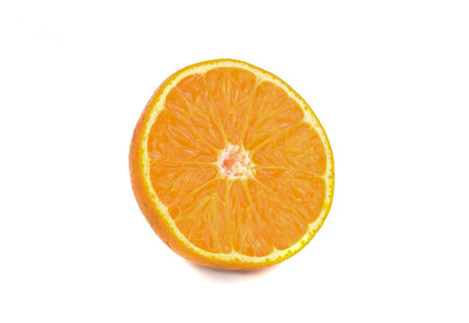 Close Up Of Orange Half Isolated On White Background