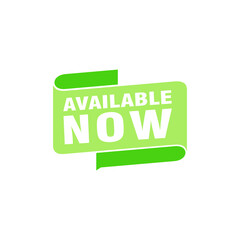 Available now label, badge, seal or burst flat vector icon for apps and websites
